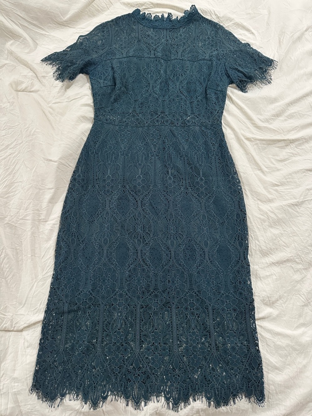Francesca’s Lace Sheath Dress in Teal